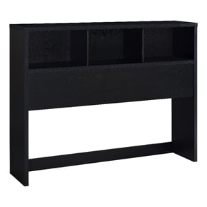 Pemberly Row 49&quot Wood Contemporary Queen Bookcase Headboard in Black