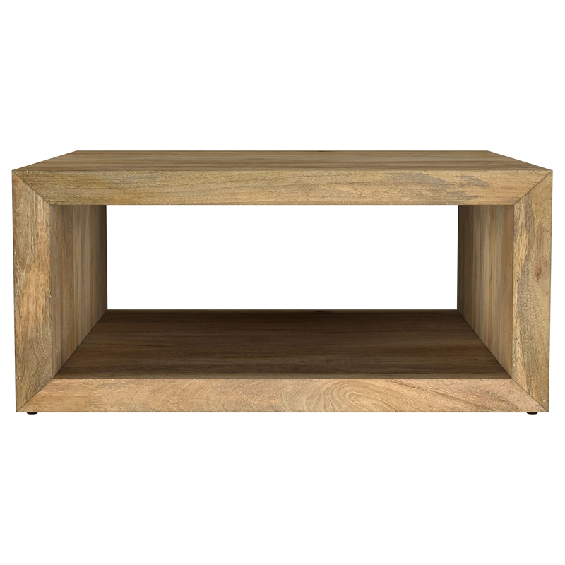 Pemberly Row Square Farmhouse Solid Wood Coffee Table in Natural