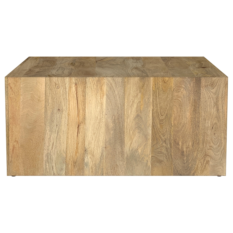 Pemberly Row Square Farmhouse Solid Wood Coffee Table in Natural