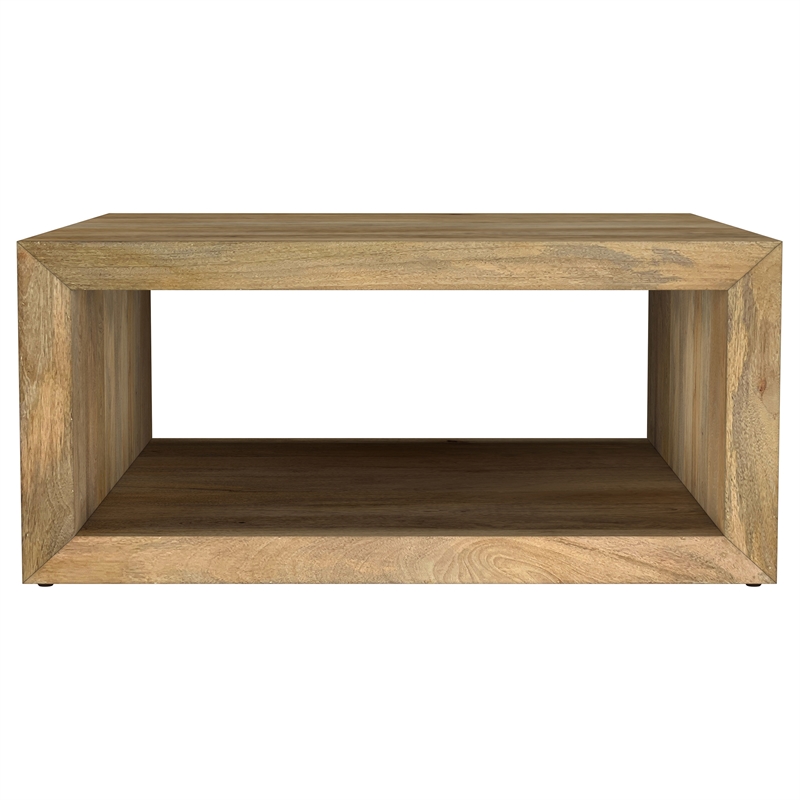 Pemberly Row Square Farmhouse Solid Wood Coffee Table in Natural