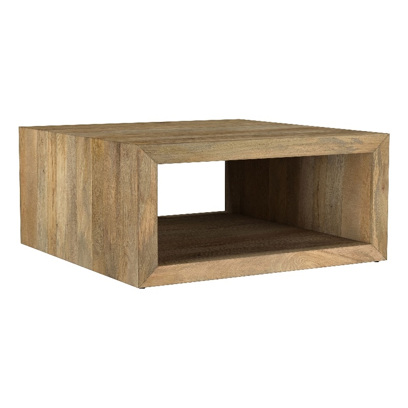 Pemberly Row Square Farmhouse Solid Wood Coffee Table in Natural