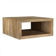 Pemberly Row Square Farmhouse Solid Wood Coffee Table in Natural
