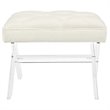 Pemberly Row Solid Wood and Velvet Polyester Fabric Bench in Ivory
