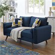 Pemberly Row Modern Fabric Upholstered Loveseat in Walnut/Azure