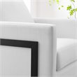 Pemberly Row Upholstered Fabric Upholstered Accent Chair in Black and White