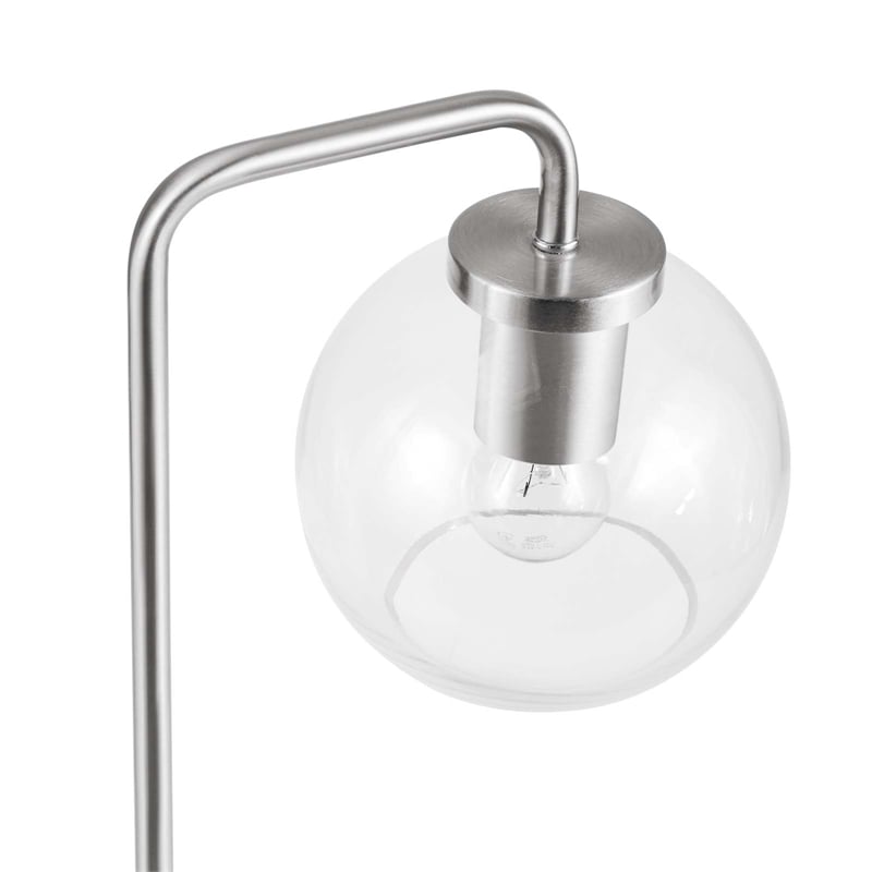 Pemberly Row 1-Light Modern Glass/Metal Table Lamp in Satin Nickel