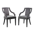 Pemberly Row Performance Velvet Dining Chairs in Gray (Set of 2)