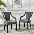 Pemberly Row Performance Velvet Dining Chairs in Gray (Set of 2)