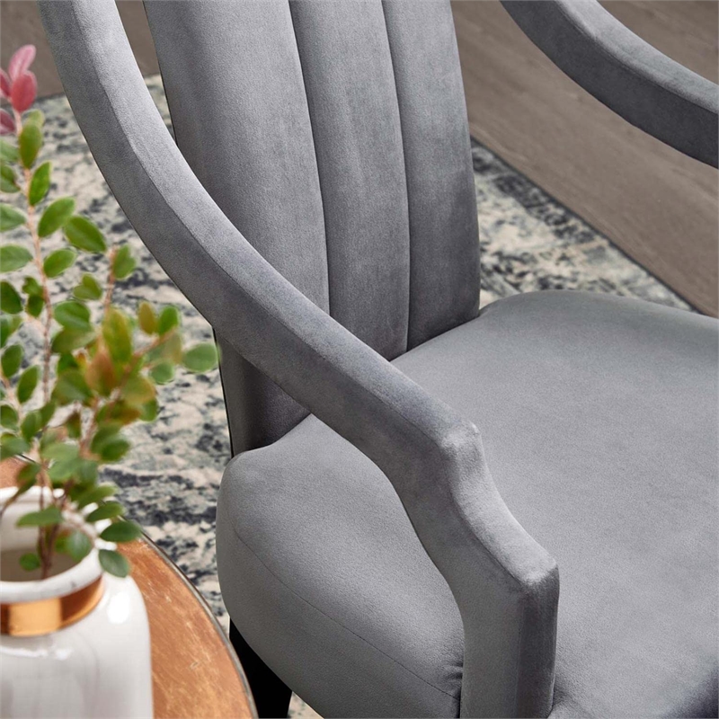 Pemberly Row Performance Velvet Dining Chairs in Gray (Set of 2)
