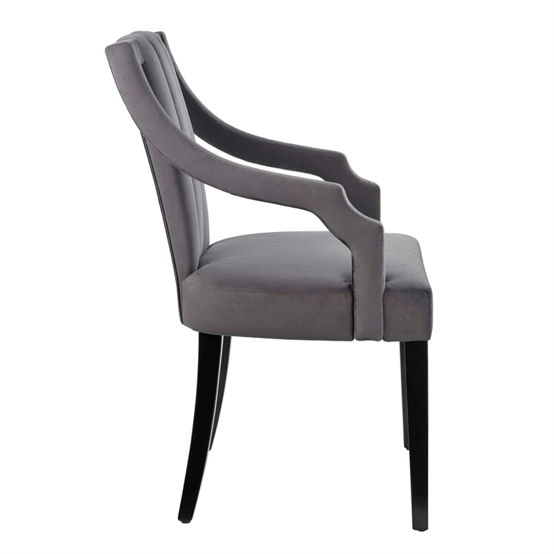 Pemberly Row Performance Velvet Dining Chairs in Gray (Set of 2)