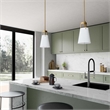 Pemberly Row Metal and Fabric Pendant Light in White and Satin Brass Finish