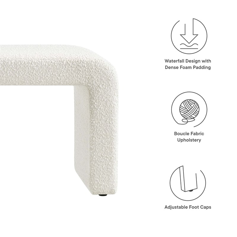 Pemberley Row Boucle Fabric Ivory Bench Waterfall Long 60