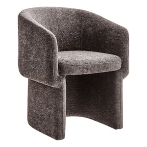 Pemberly Row Contemporary Chenille Dining Armchair in Chocolate Brown