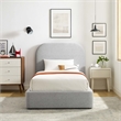 Pemberly Row Curved Twin Platform Bed in Heathered Weave Light Gray