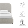 Pemberly Row Curved Twin Platform Bed in Heathered Weave Light Gray