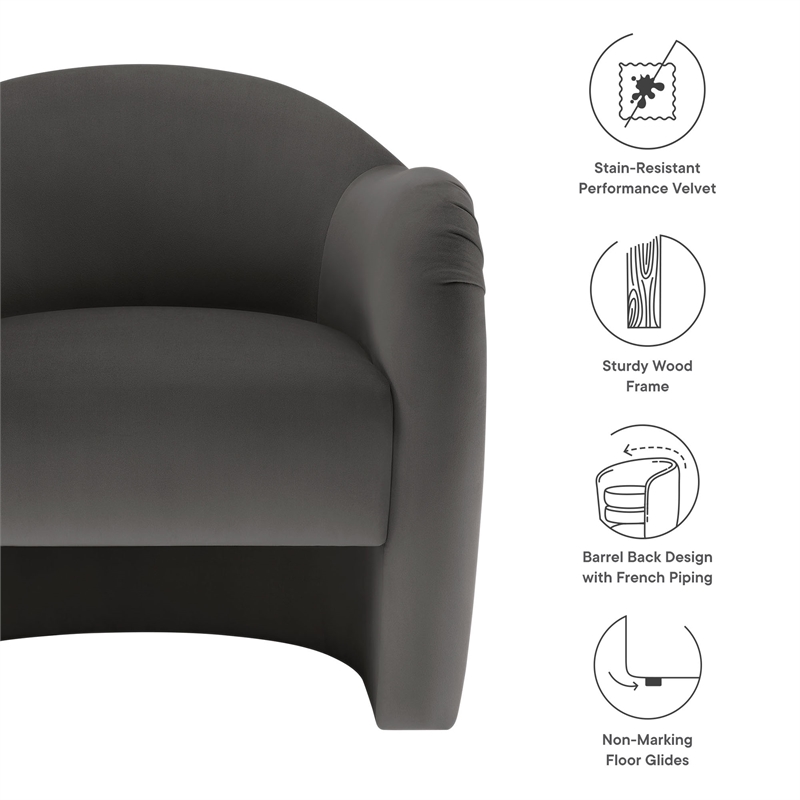 Pemberly Row Contemporary Upholstered Accent Chair in Storm Gray