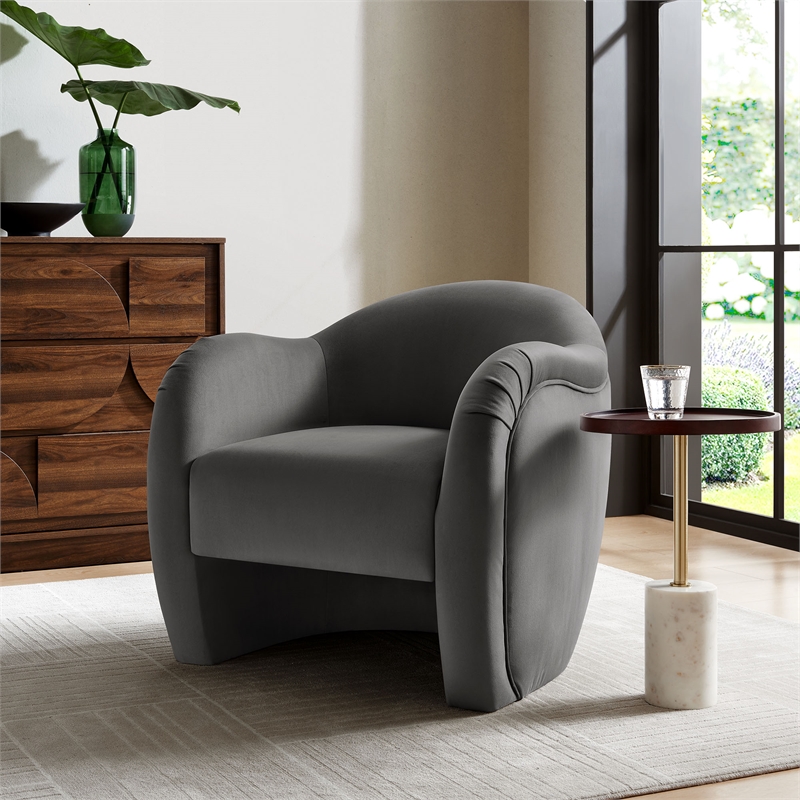 Pemberly Row Contemporary Upholstered Accent Chair in Storm Gray