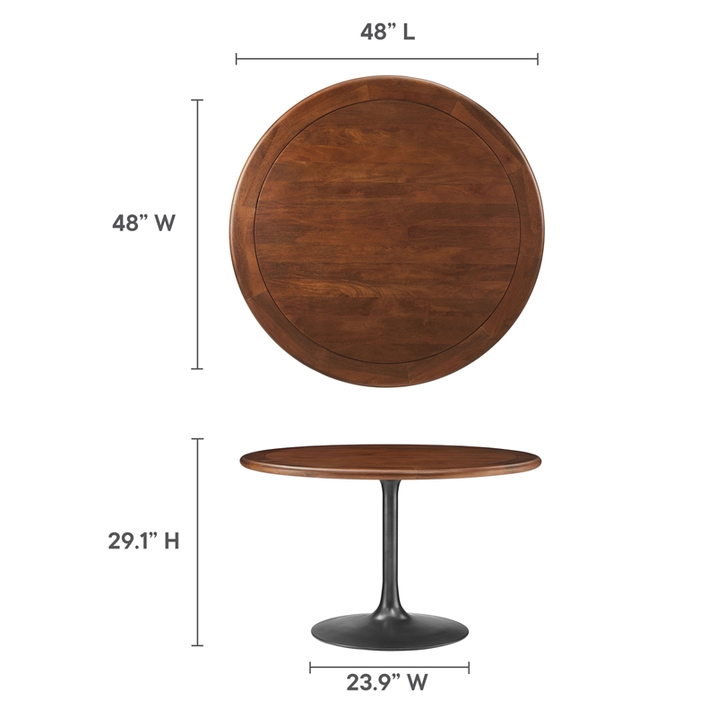 Pemberly Row Contemporary Mango Wood Top Dining Table in Black Walnut