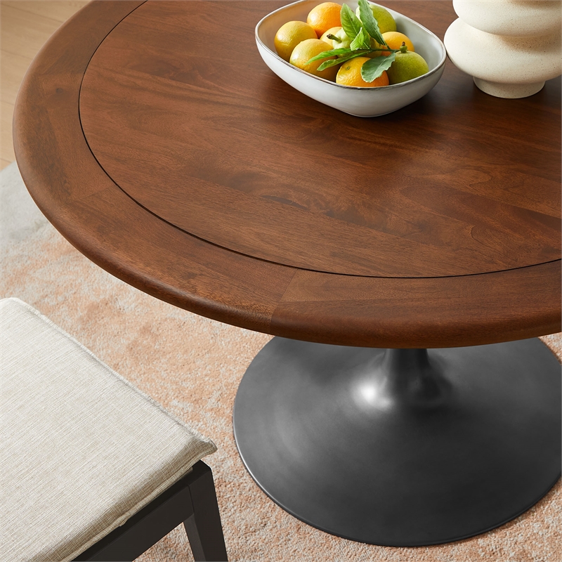 Pemberly Row Contemporary Mango Wood Top Dining Table in Black Walnut