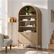 Pemberly Row Contemporary Storage Display Cabinet Bookshelf in Light Oak