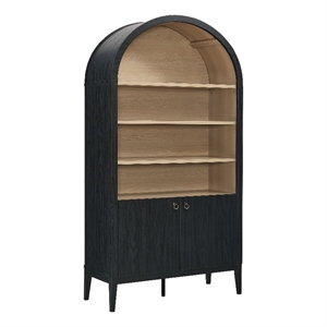 Pemberly Row Contemporary Storage Display Cabinet Bookshelf in Black