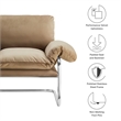 Pemberly Row Contemporary Velvet Upholstered Accent Chair in Taupe