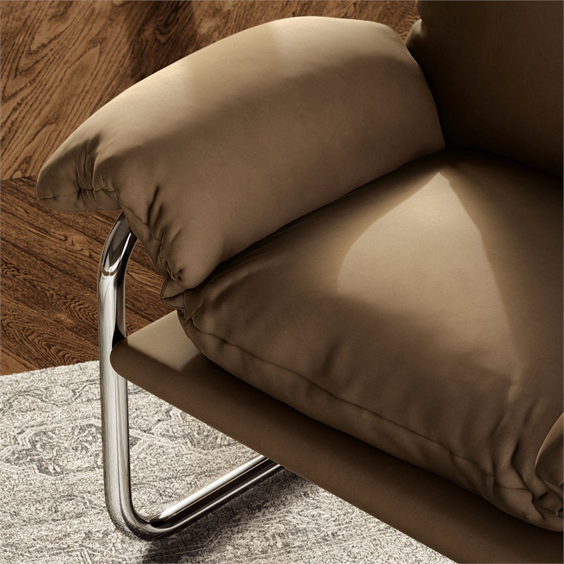 Pemberly Row Contemporary Velvet Upholstered Accent Chair in Taupe
