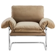 Pemberly Row Contemporary Velvet Upholstered Accent Chair in Taupe