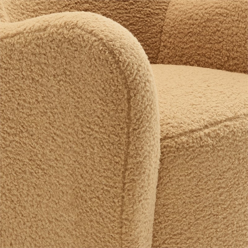 Pemberly Row Contemporary Swivel Accent Chair in Camel Walnut