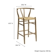 Pemberly Row Contemporary Elm Wood Bar Stool in Weathered Gray Teak