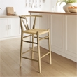 Pemberly Row Contemporary Elm Wood Bar Stool in Weathered Gray Teak