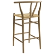 Pemberly Row Contemporary Elm Wood Bar Stool in Weathered Gray Teak