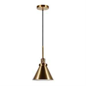 Pemberly Row Handcrafted Contemporary 8&quot Brass Metal Pendant
