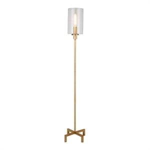 Pemberly Row Modern / Contemporary 13&quot Brass Metal/Glass Floor Lamp