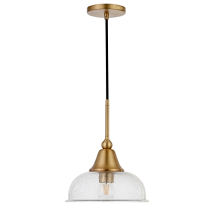 Pemberly Row Modern / Contemporary 10&quot Brass Metal/Glass Pendant