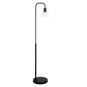 Pemberly Row Contemporary 12&quot Blackened Bronze Metal/Glass Floor Lamp