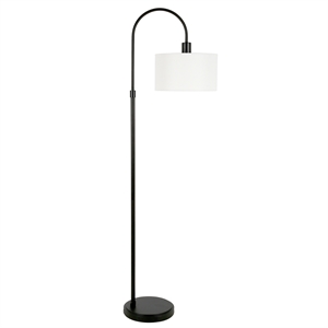 Pemberly Row Transitional 14&quot Blackened Bronze Metal/Fabric Floor Lamp