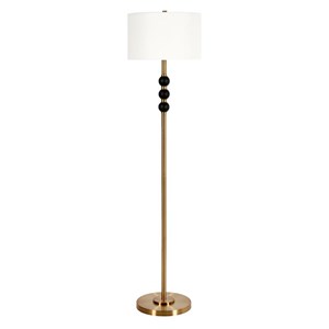 Pemberly Row 15&quot Brass/Blackened Bronze Metal/Fabric Floor Lamp