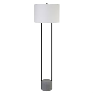 Pemberly Row 16&quot Blackened Bronze/Concrete Metal/Concrete/Fabric Floor Lamp