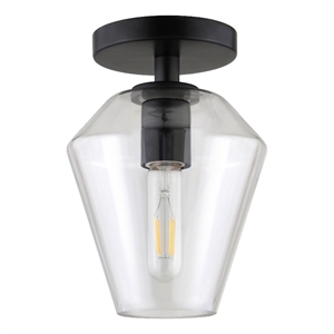 Pemberly Row Classic Modern / Contemporary 7&quot Black Semi Flush Mount
