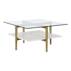 Pemberly Row Handcrafted Contemporary 32&quot Gold/White Coffee Table