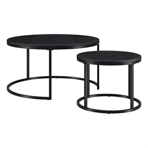 Pemberly Row Handcrafted Contemporary 35&quot Black Nested Coffee Tables