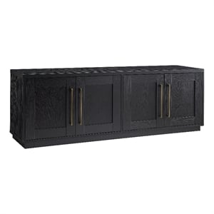 Pemberly Row Handcrafted Classic Transitional 68&quot Black Grain TV Stand