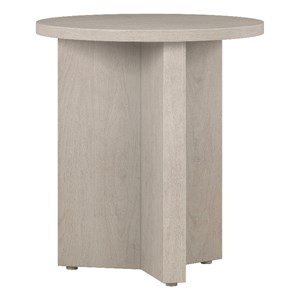 Pemberly Row Engineered Wood Side Table with Round Top in Alder White