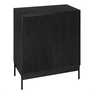 Pemberly Row Contemporary 28&quot Black Grain MDF/PVC/Metal Accent Cabinet
