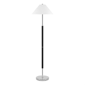 Pemberly Row 18&quot Matte Black/Polished Nickel Metal/Fabric Floor Lamp