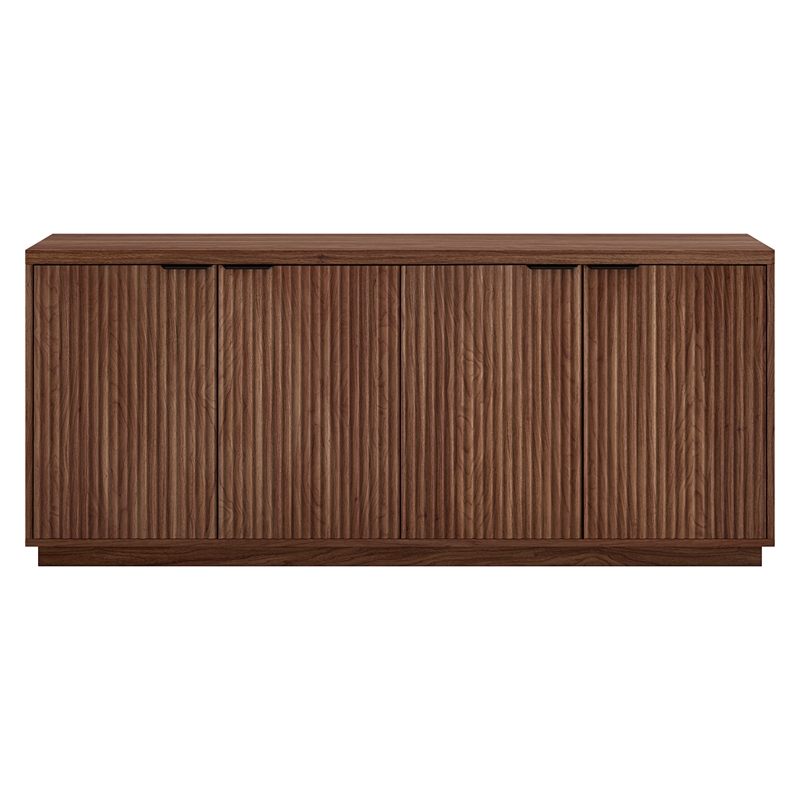 Pemberley Row Engineered Wood Satin Walnut Buffet Table Rectangular Adjustable Shelves 68