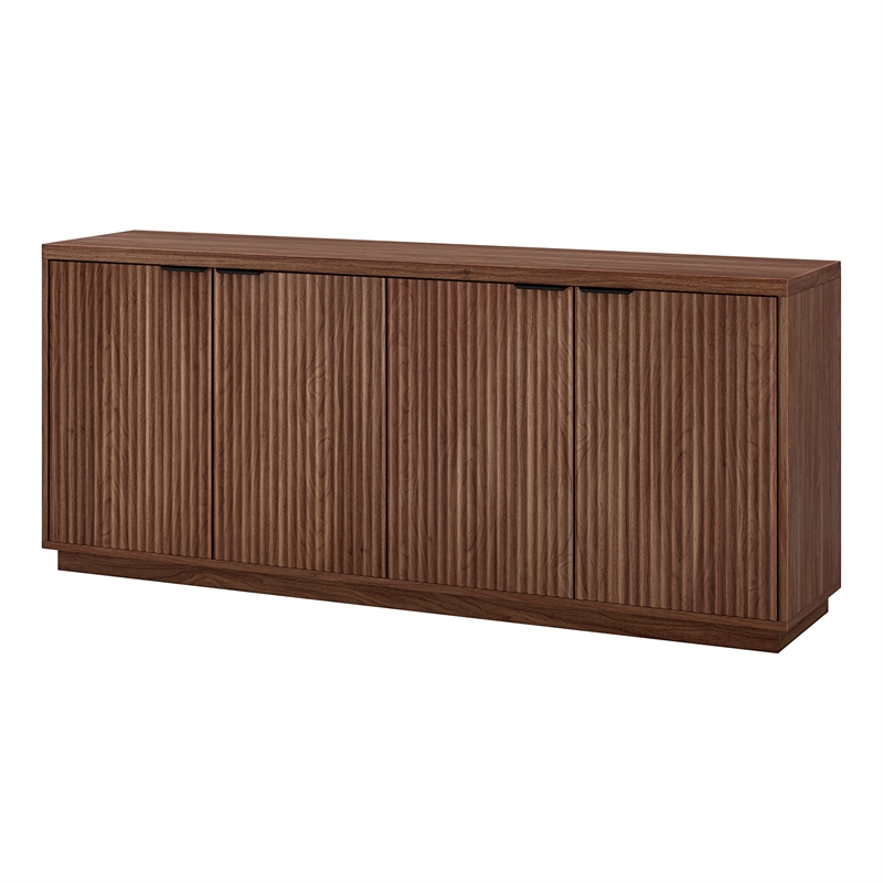 Pemberley Row Engineered Wood Satin Walnut Buffet Table Rectangular Adjustable Shelves 68