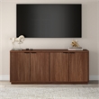 Pemberley Row Engineered Wood Satin Walnut Buffet Table Rectangular Adjustable Shelves 68