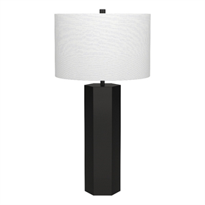 Pemberly Row Contemporary 14&quot Blackened Bronze Metal/Fabric Table Lamp